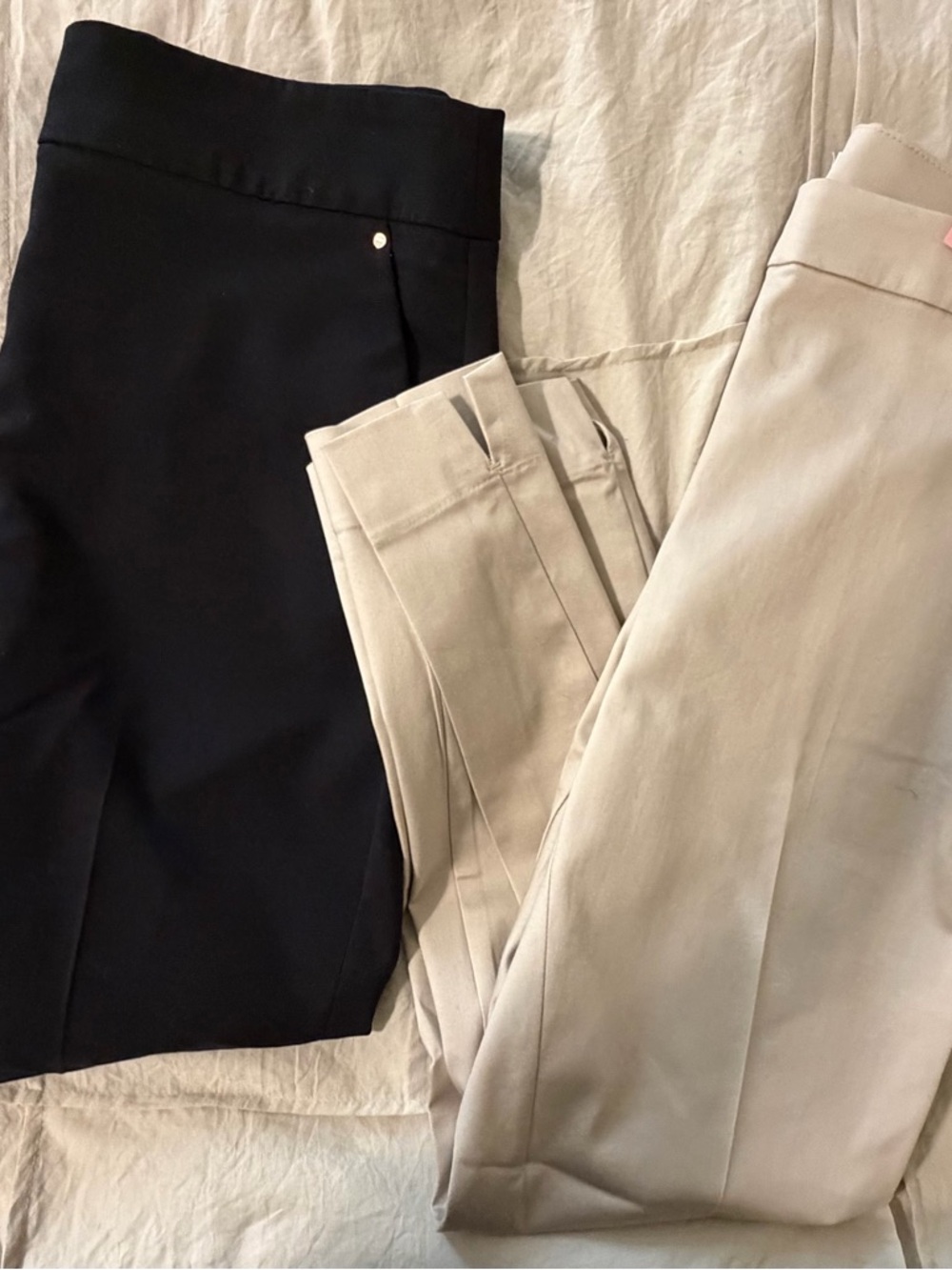 H&M Black and Light Beige Tailored Trousers Duo